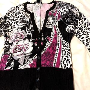 Black white and purple cardigan